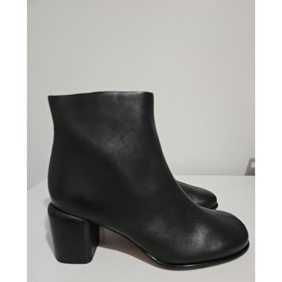 Vince Leather Boots Womens 6 Black Square Toe Block Heel Elevated Elegant - Picture 8 of 16